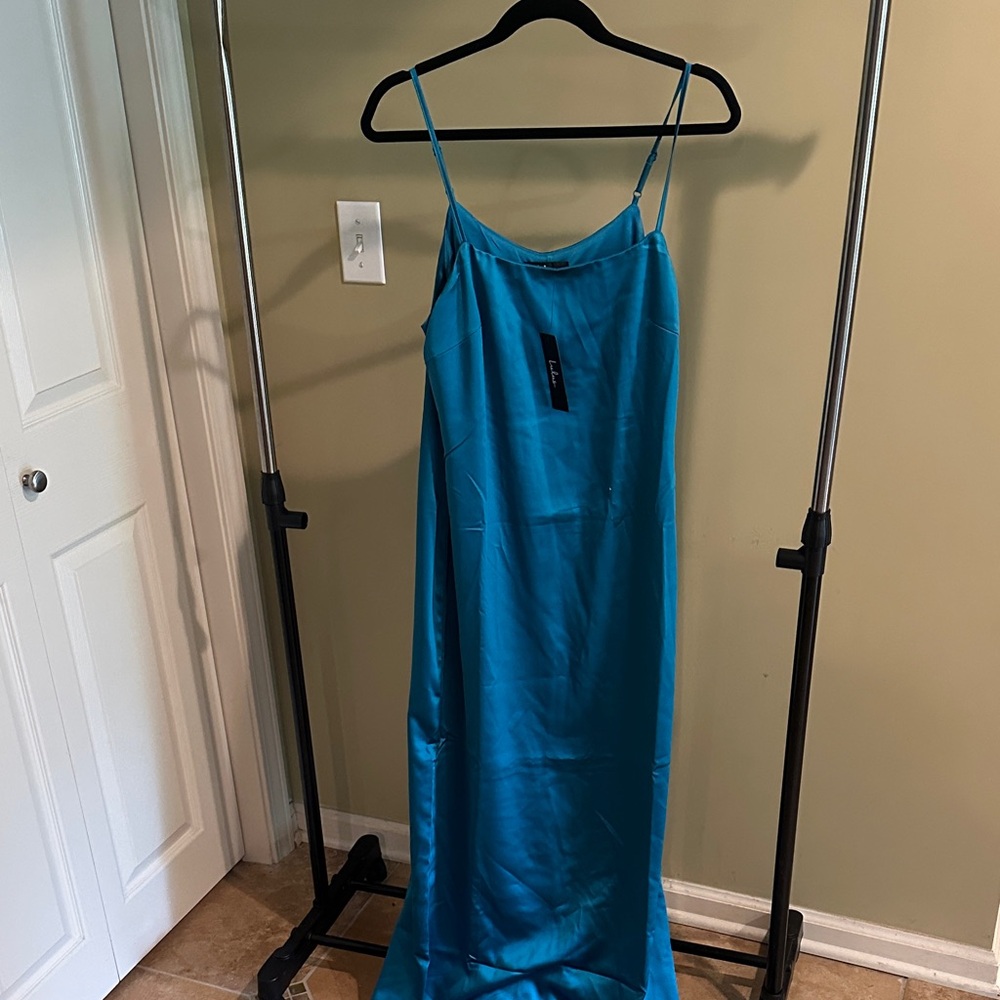 Elegant Blue Spaghetti Strap Dress